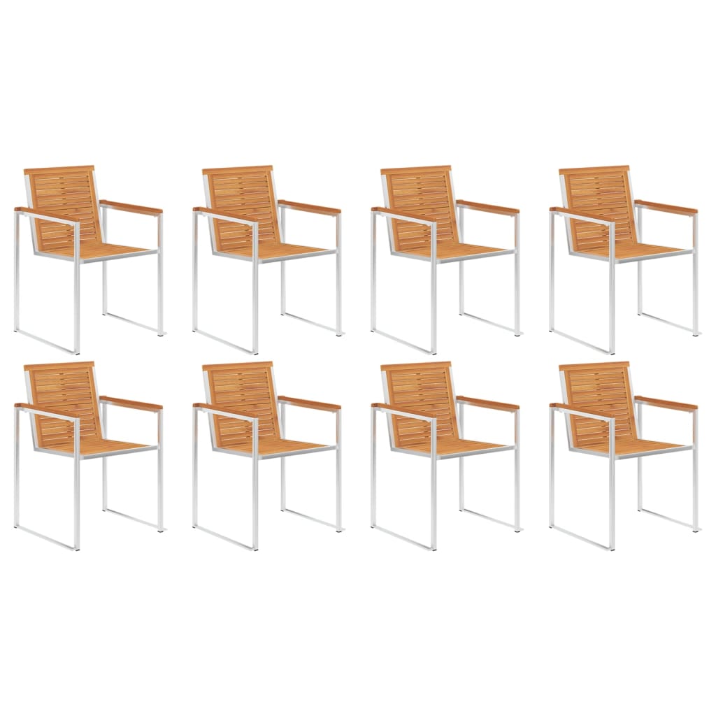 vidaXL Gartenstühle 4 Stk. Massivholz Akazie und Edelstahl