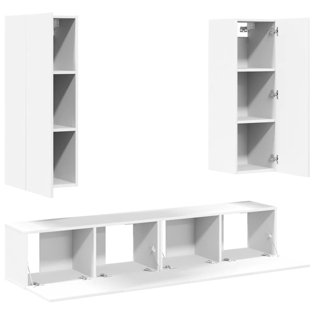 vidaXL 4-tlg. TV-Schrank-Set Weiß Holzwerkstoff