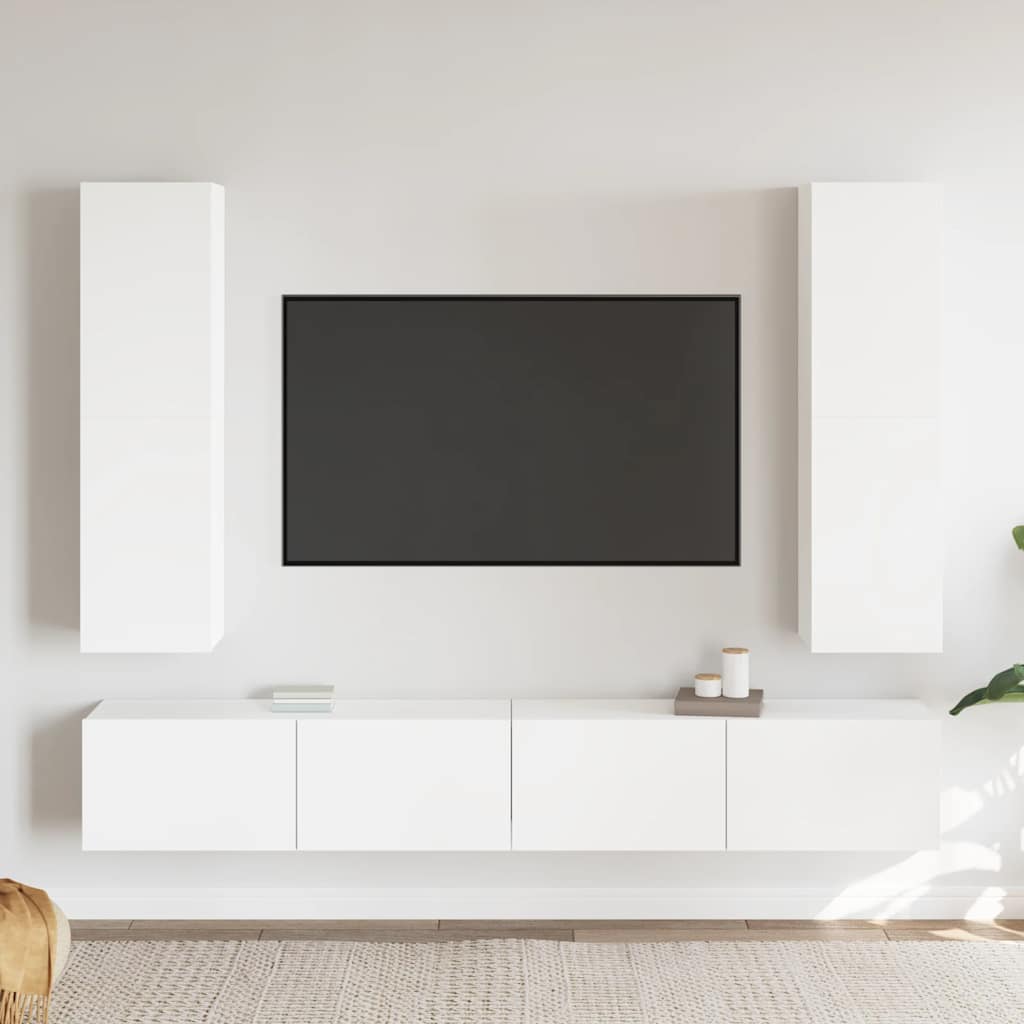 vidaXL 4-tlg. TV-Schrank-Set Weiß Holzwerkstoff