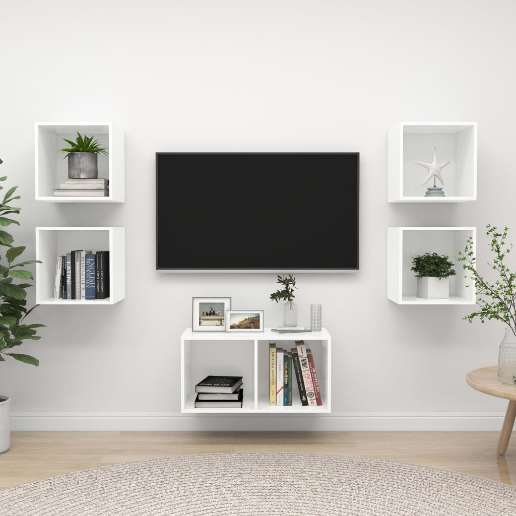 5-tlg. TV-Schrank-Set Grau Holzwerkstoff