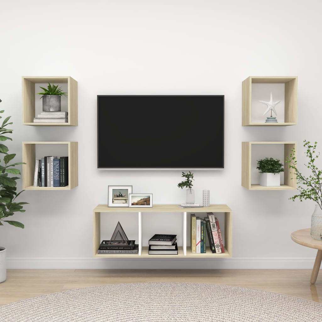5-tlg. TV-Schrank-Set Weiß Holzwerkstoff