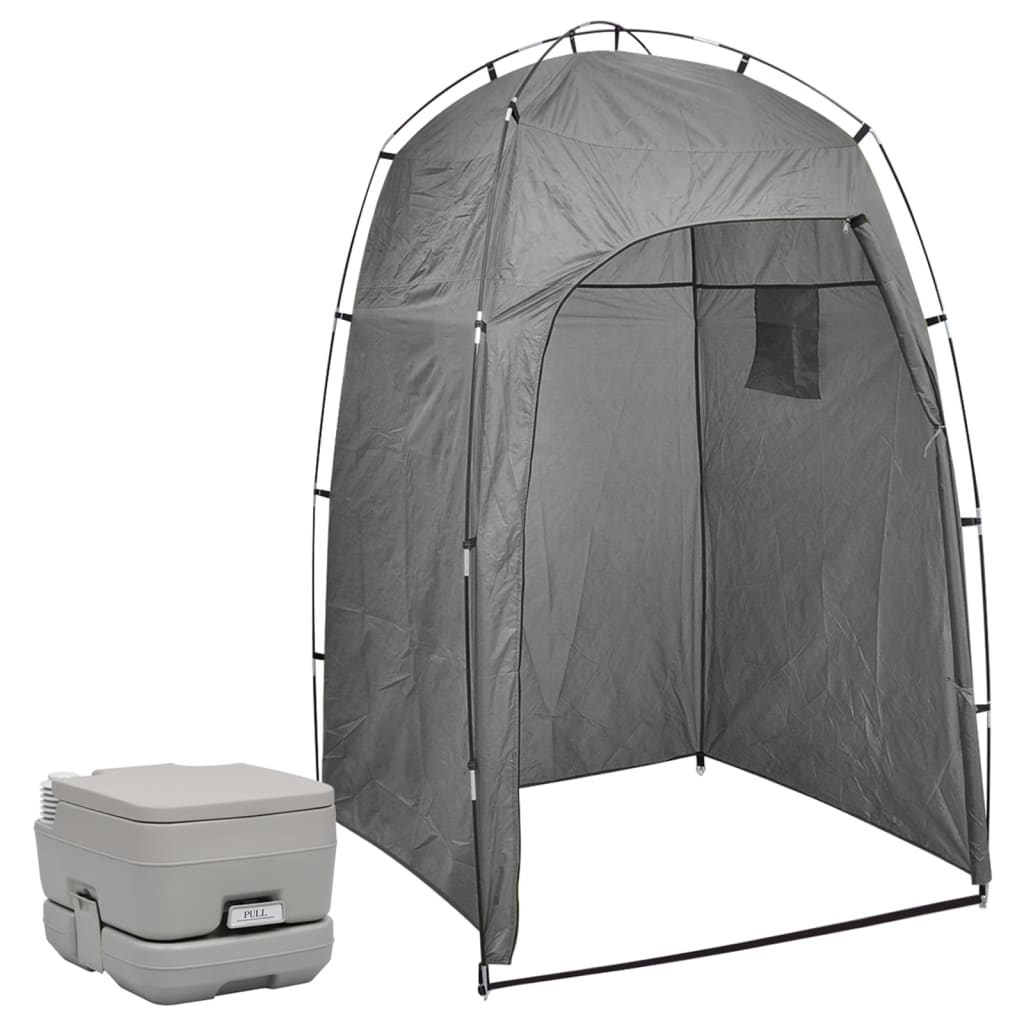 vidaXL Tragbare Campingtoilette mit Zelt 10+10 L