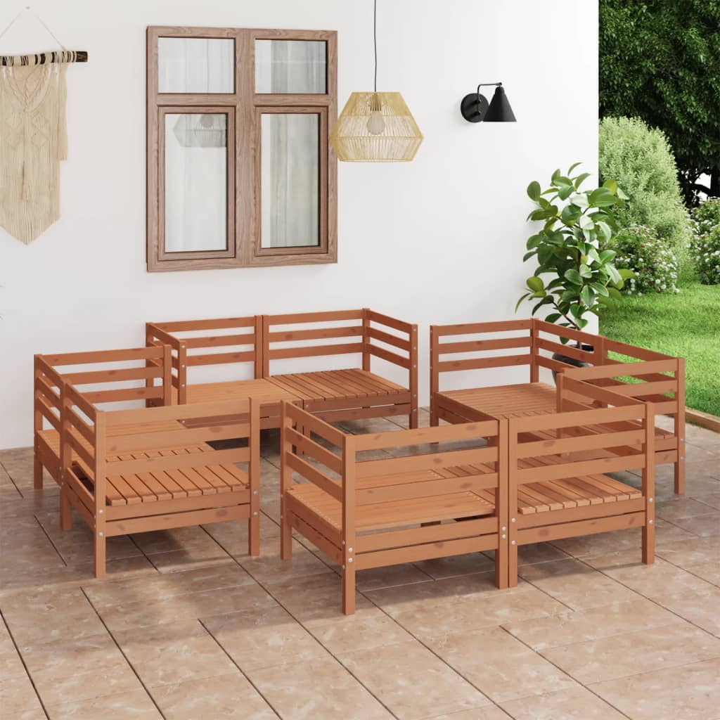 8-tlg. Garten-Lounge-Set Massivholz Kiefer