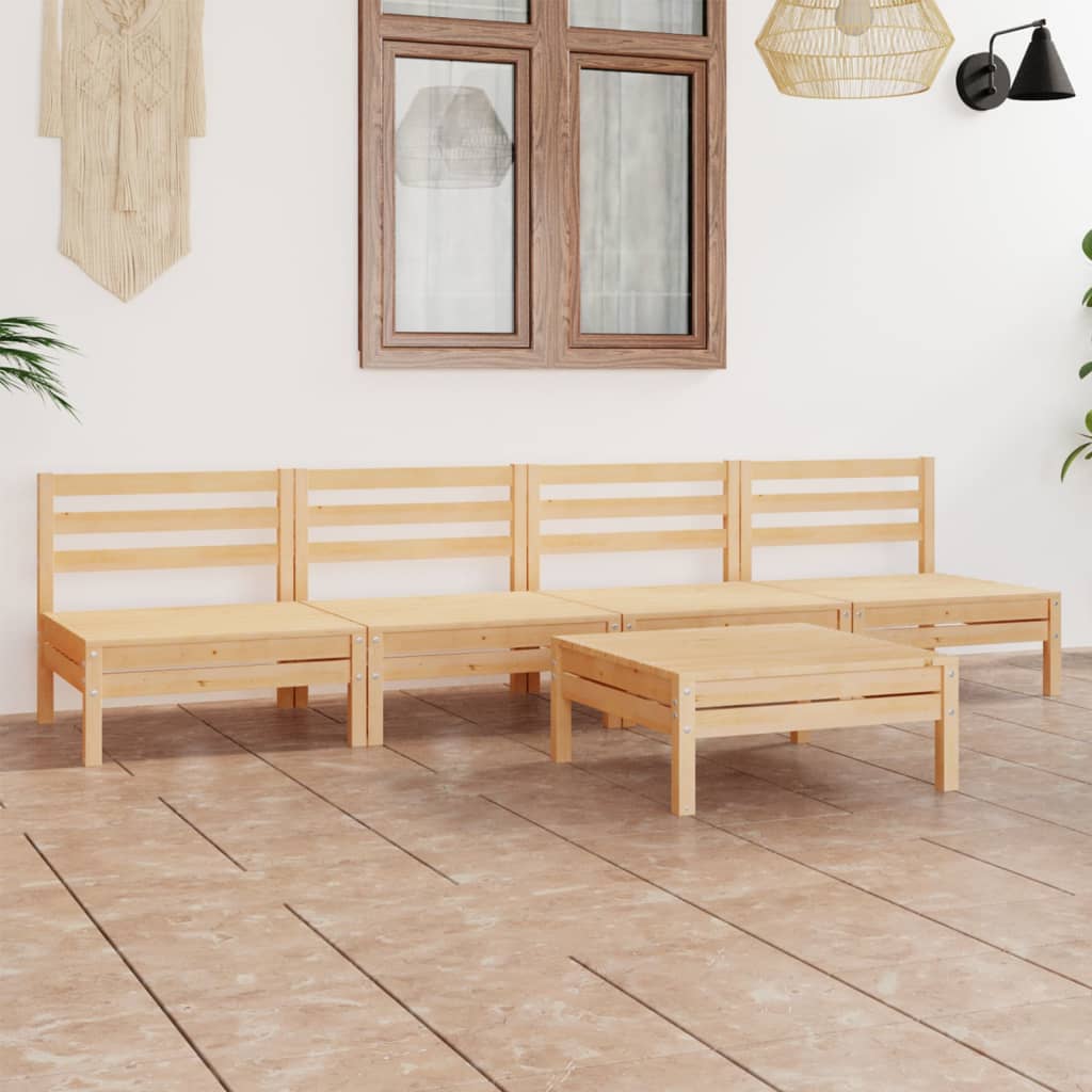 5-tlg. Garten-Lounge-Set Kiefer Massivholz