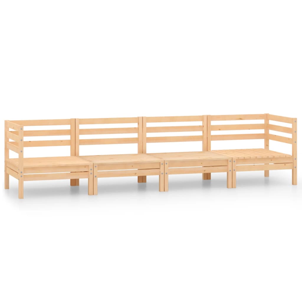 4-tlg. Garten-Lounge-Set Kiefer Massivholz