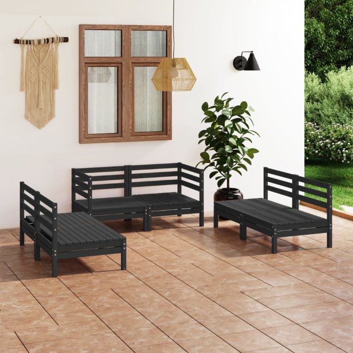 6-tlg. Garten-Lounge-Set Massivholz Kiefer