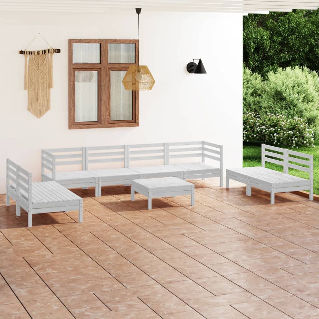 9-tlg. Garten-Lounge-Set Grau Massivholz Kiefer