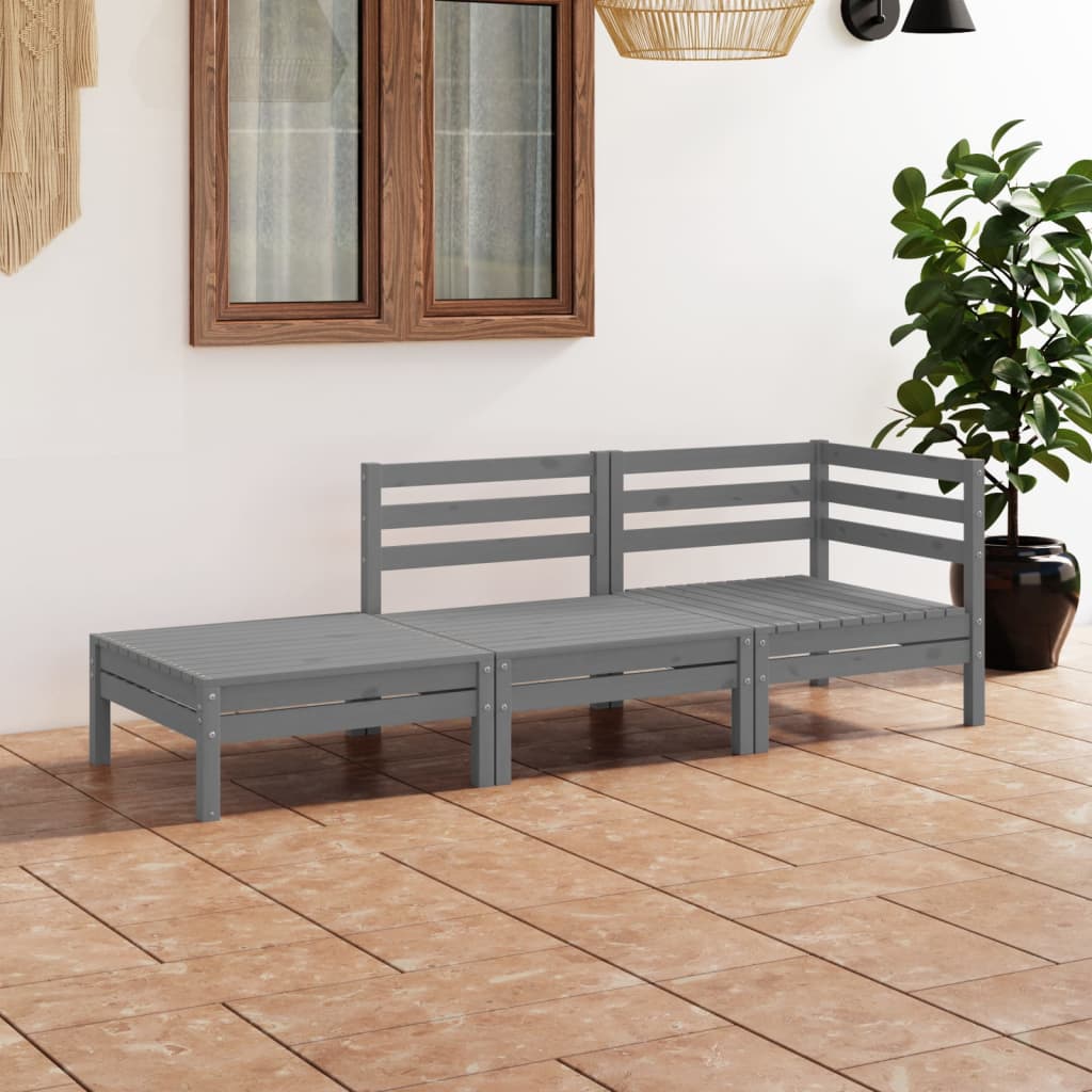 3-tlg. Garten-Lounge-Set Massivholz Kiefer