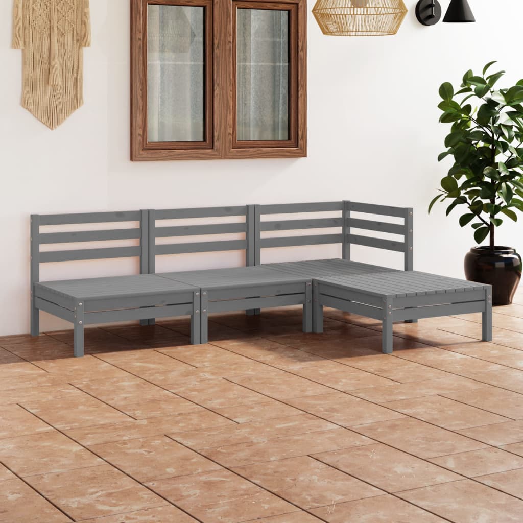 4-tlg. Garten-Lounge-Set Massivholz Kiefer