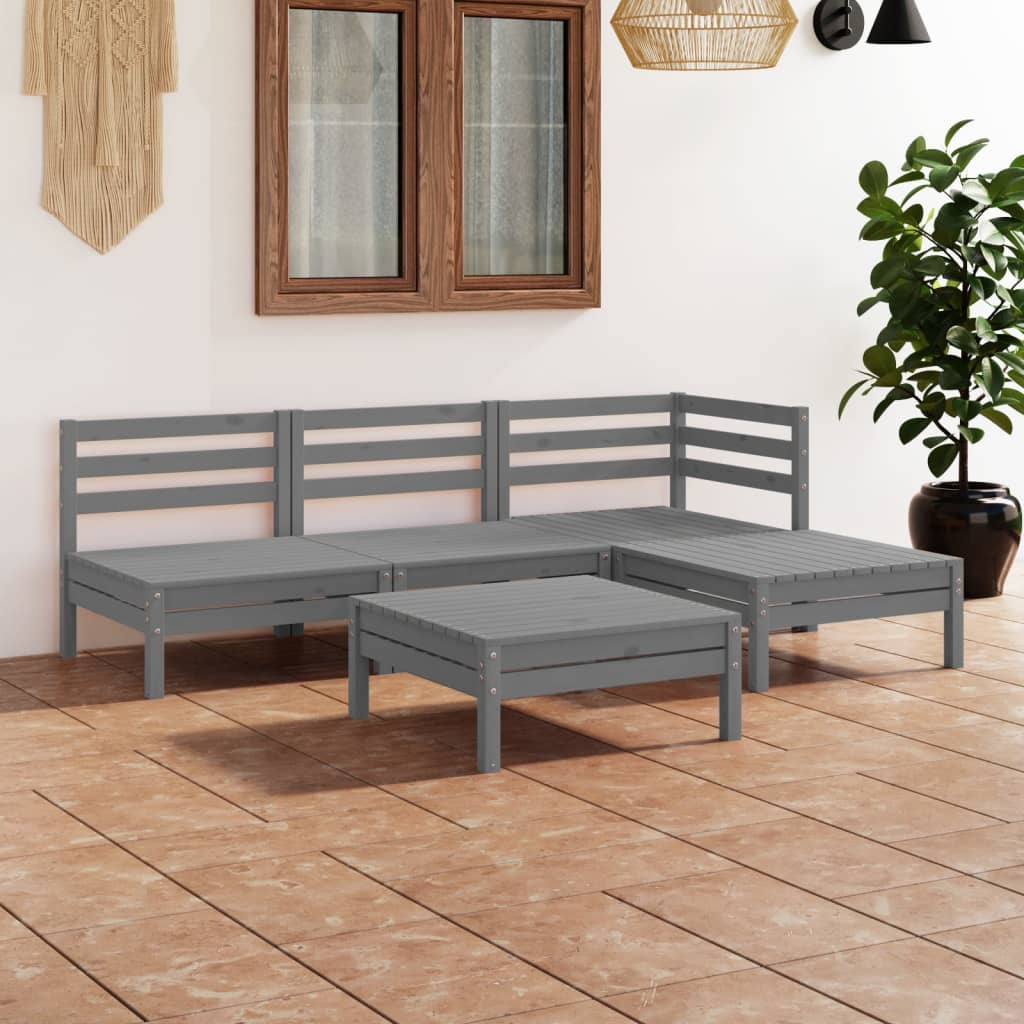 5-tlg. Garten-Lounge-Set Massivholz Kiefer
