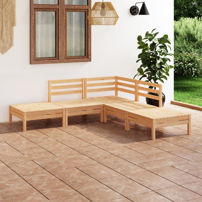 5-tlg. Garten-Lounge-Set Massivholz Kiefer