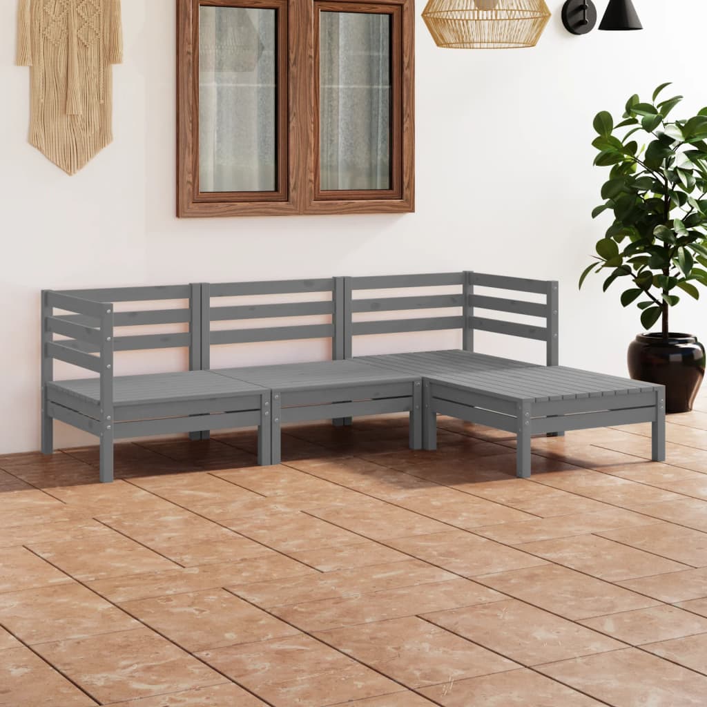 4-tlg. Garten-Lounge-Set Massivholz Kiefer