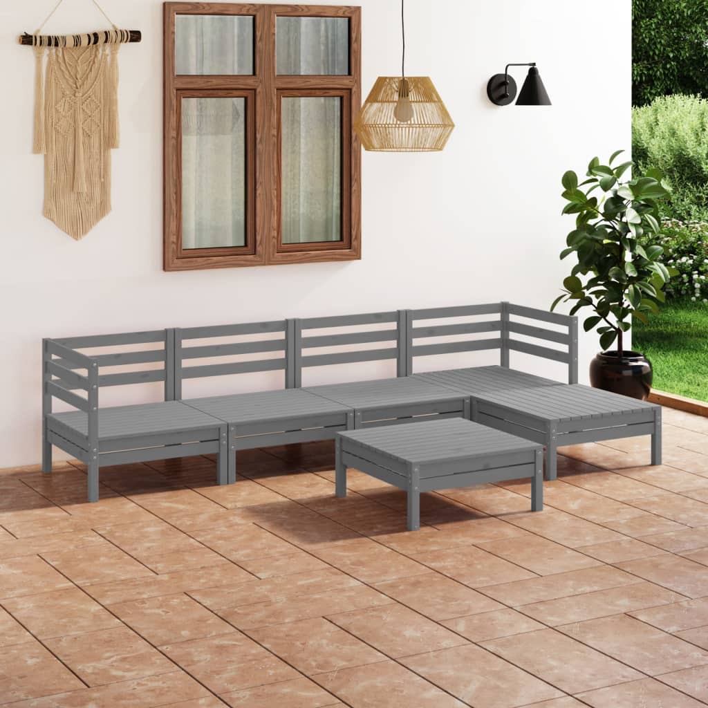6-tlg. Garten-Lounge-Set Massivholz Kiefer