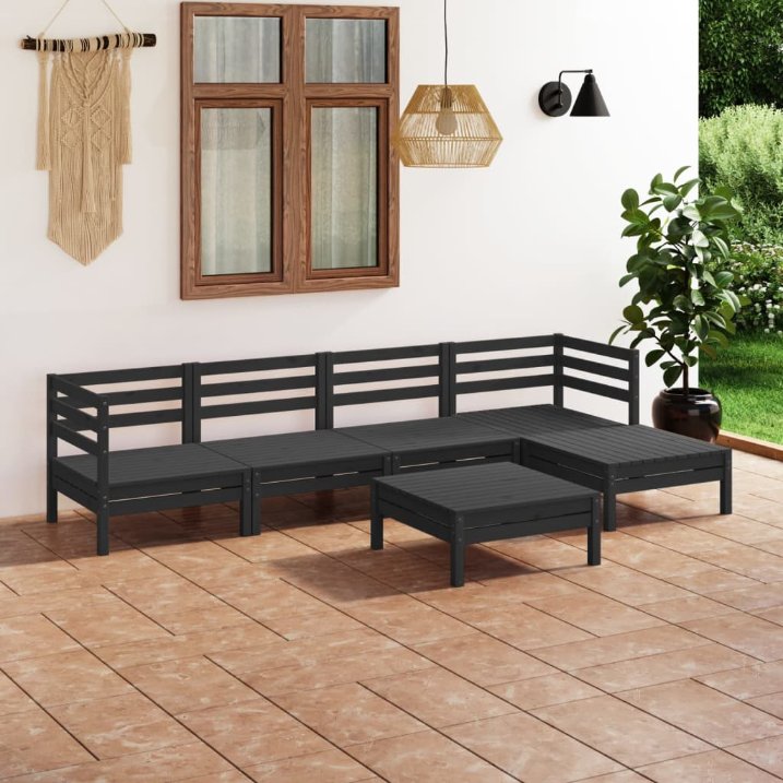 6-tlg. Garten-Lounge-Set Massivholz Kiefer