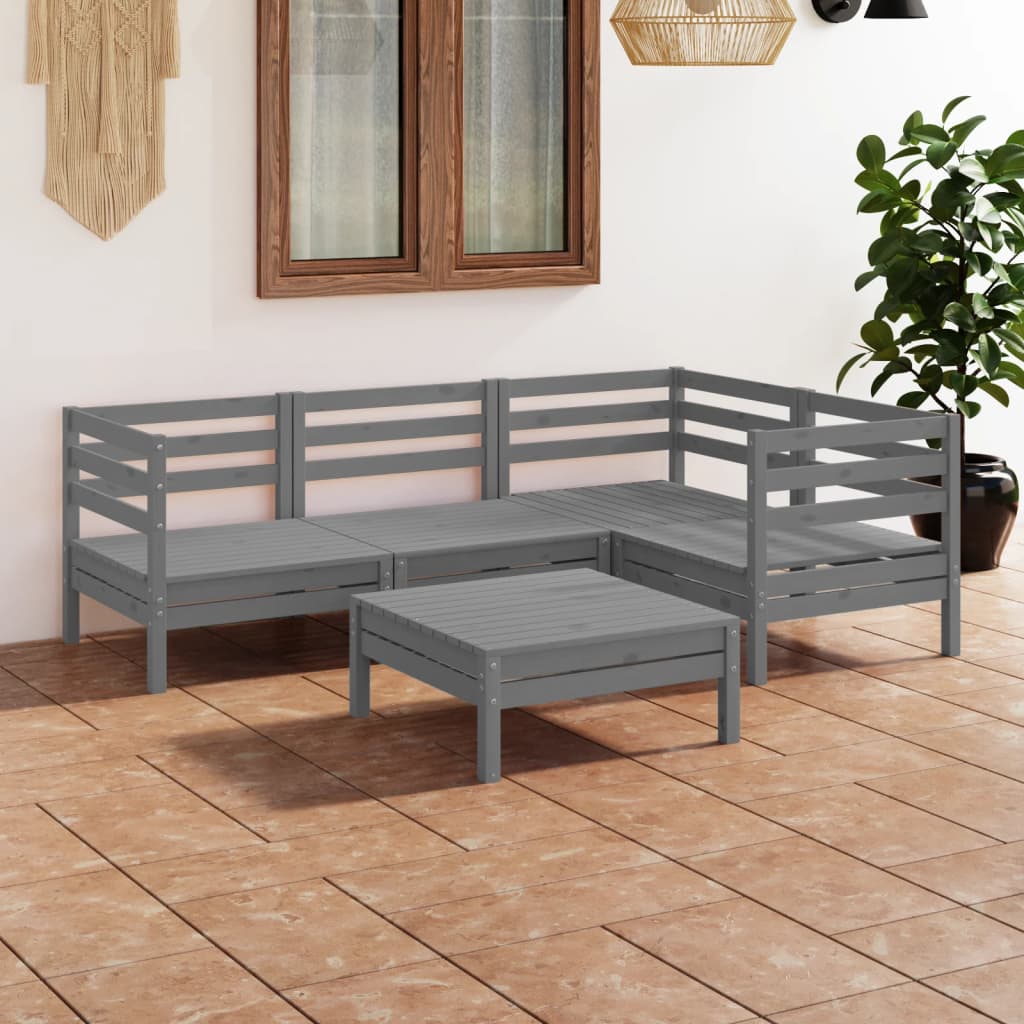 5-tlg. Garten-Lounge-Set Massivholz Kiefer