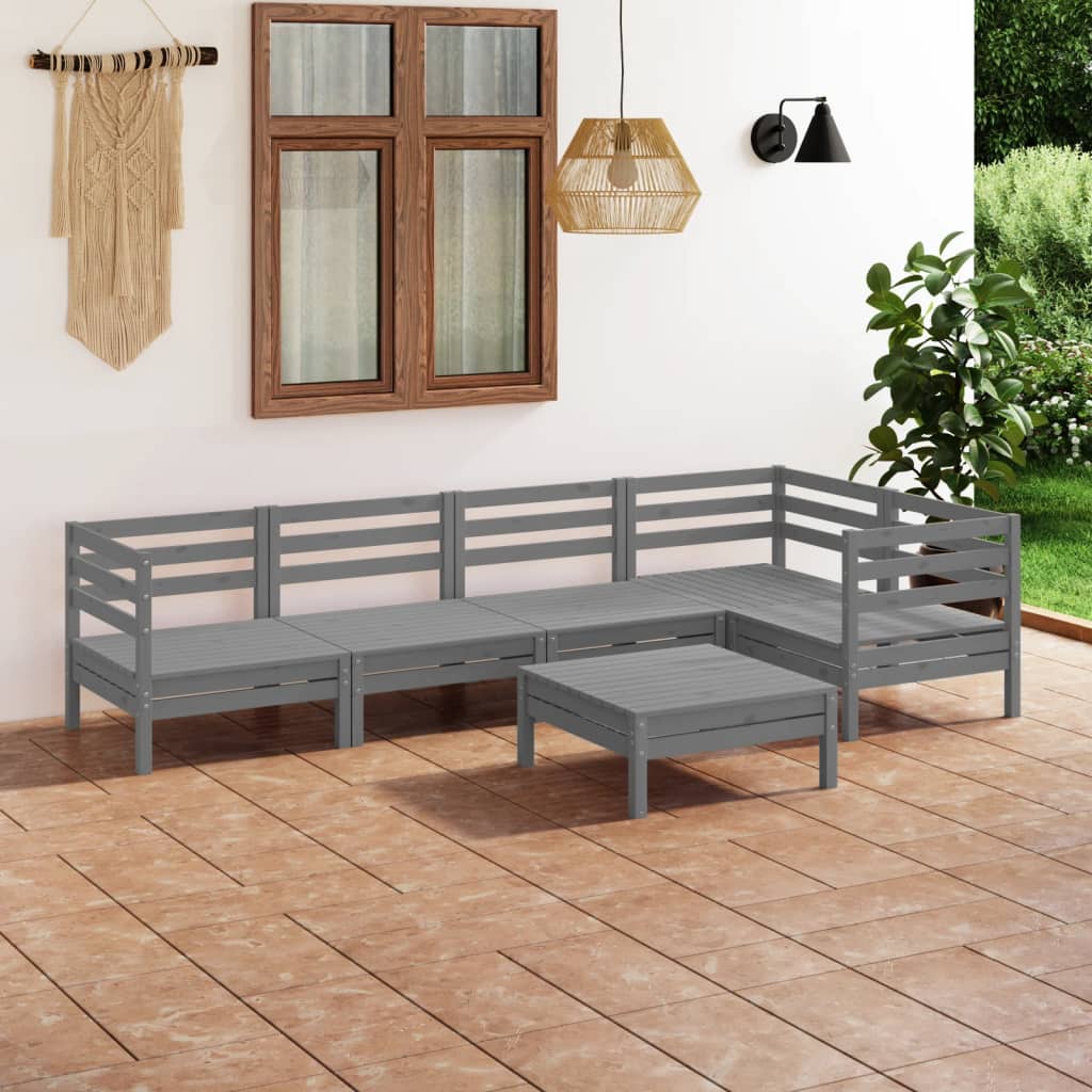 6-tlg. Garten-Lounge-Set Kiefer Massivholz