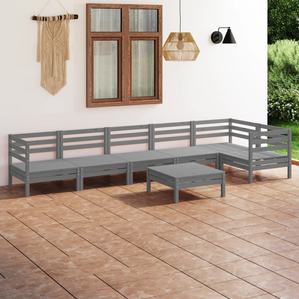7-tlg. Garten-Lounge-Set Massivholz Kiefer Weiß
