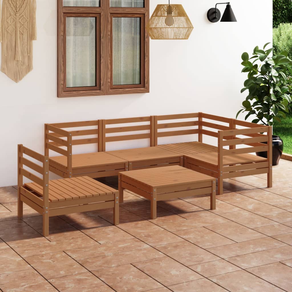 6-tlg. Garten-Lounge-Set Kiefer Massivholz