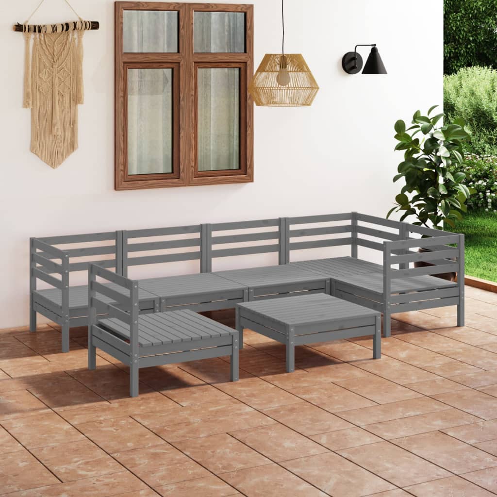 7-tlg. Garten-Lounge-Set Massivholz Kiefer Weiß