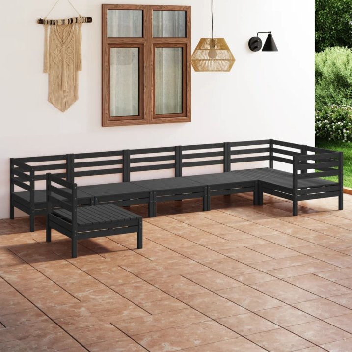 7-tlg. Garten-Lounge-Set Massivholz Kiefer