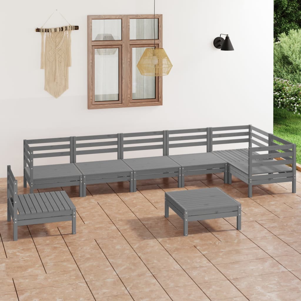 8-tlg. Garten-Lounge-Set Massivholz Kiefer