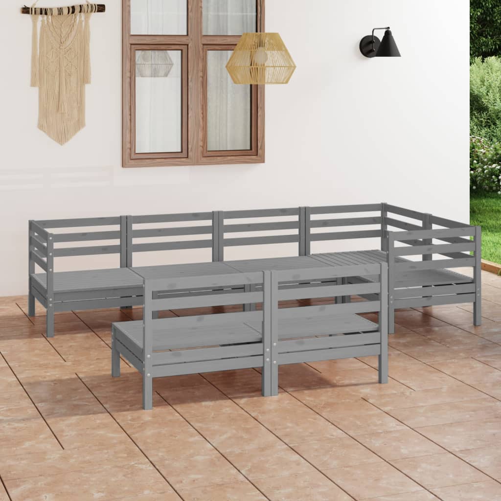 7-tlg. Garten-Lounge-Set Massivholz Kiefer