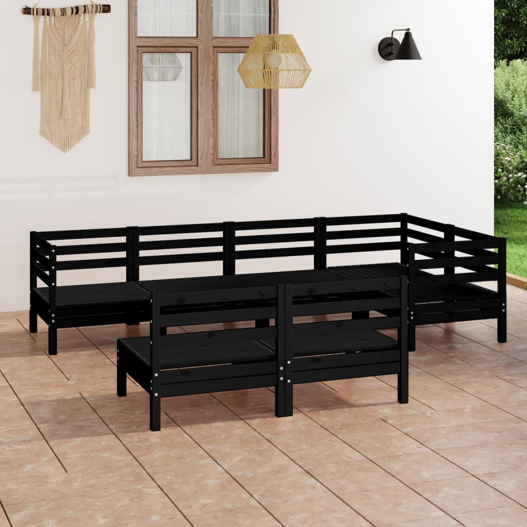 7-tlg. Garten-Lounge-Set Massivholz Kiefer