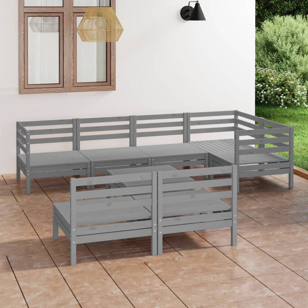 8-tlg. Garten-Lounge-Set Massivholz Kiefer