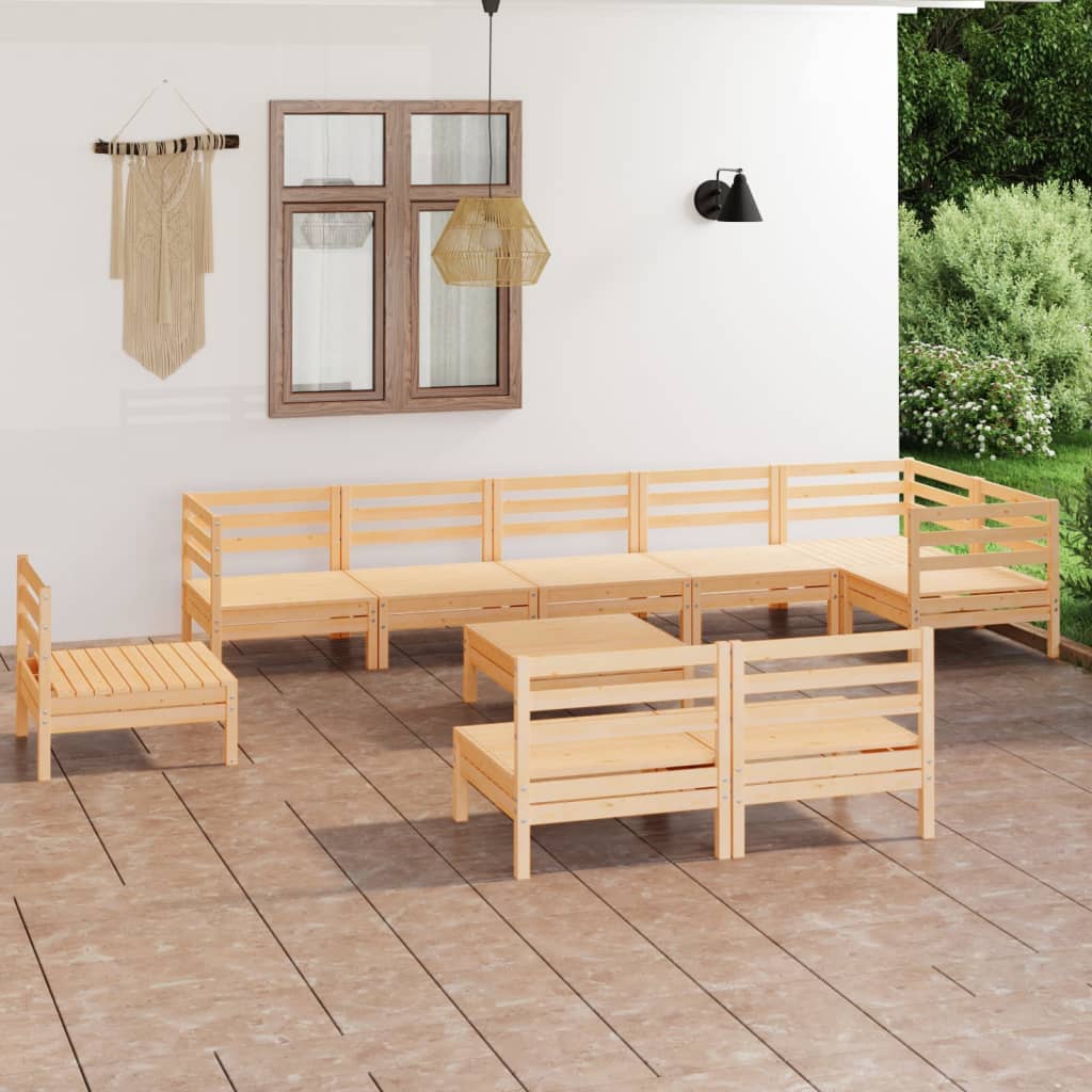 vidaXL 10-tlg. Garten-Lounge-Set Massivholz Kiefer