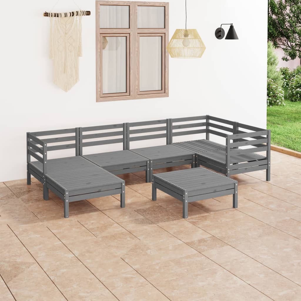 7-tlg. Garten-Lounge-Set Massivholz Kiefer