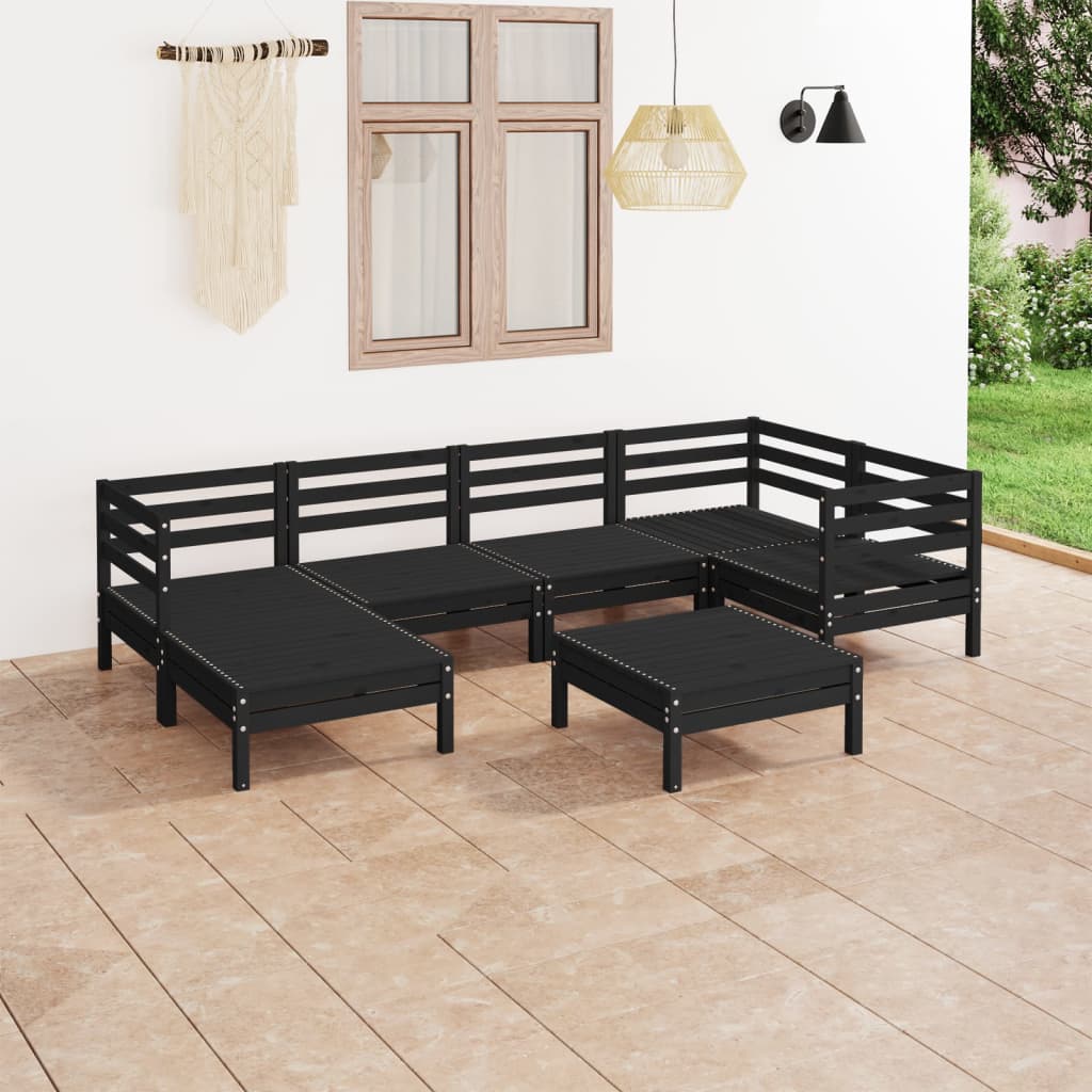 7-tlg. Garten-Lounge-Set Massivholz Kiefer