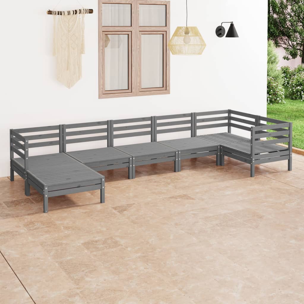 7-tlg. Garten-Lounge-Set Massivholz Kiefer