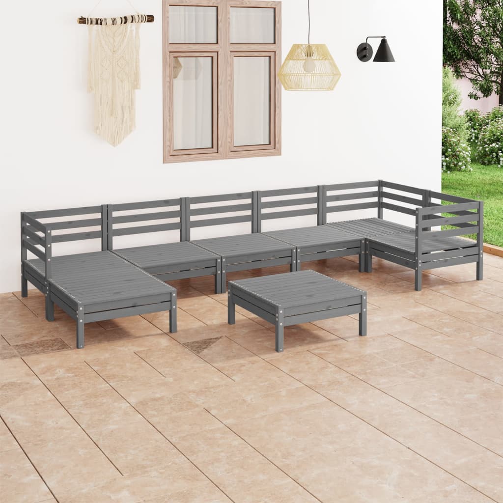 8-tlg. Garten-Lounge-Set Massivholz Kiefer Weiß