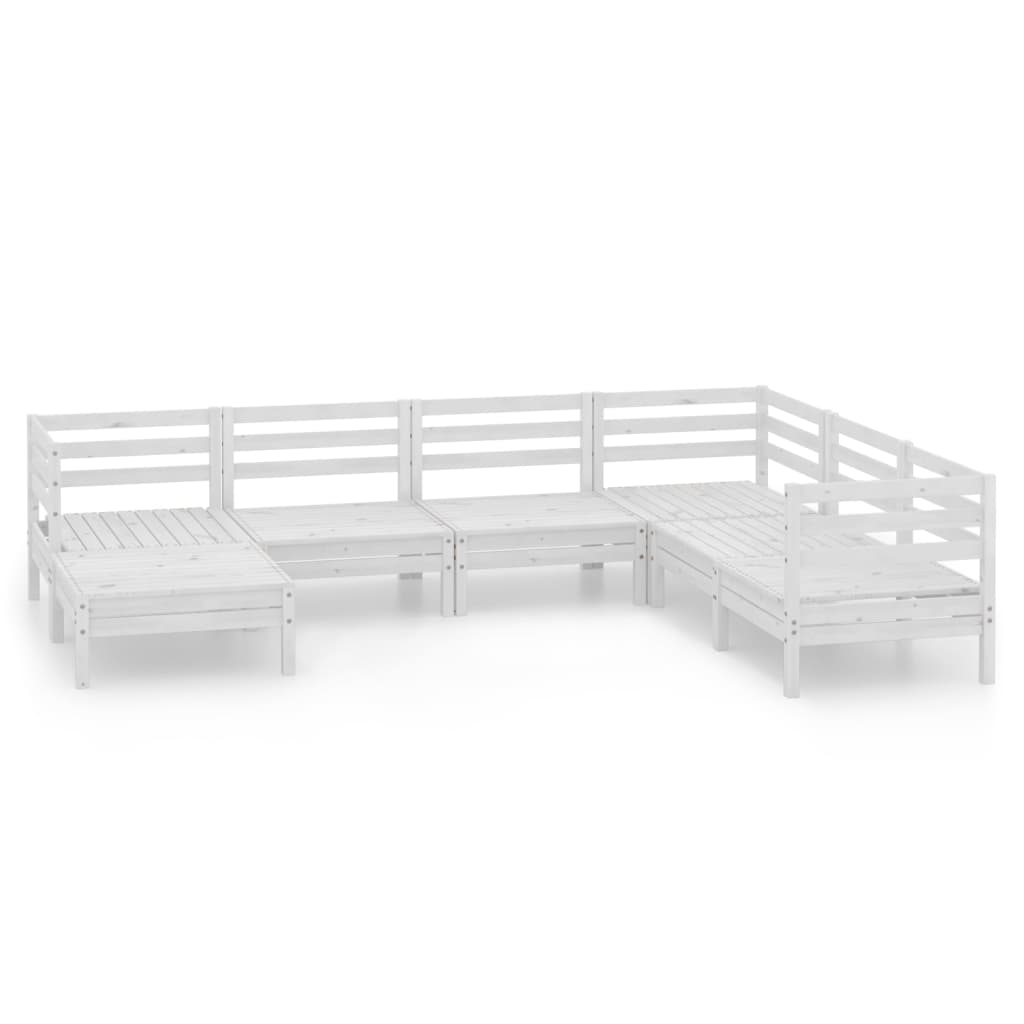 7-tlg. Garten-Lounge-Set Massivholz Kiefer Weiß