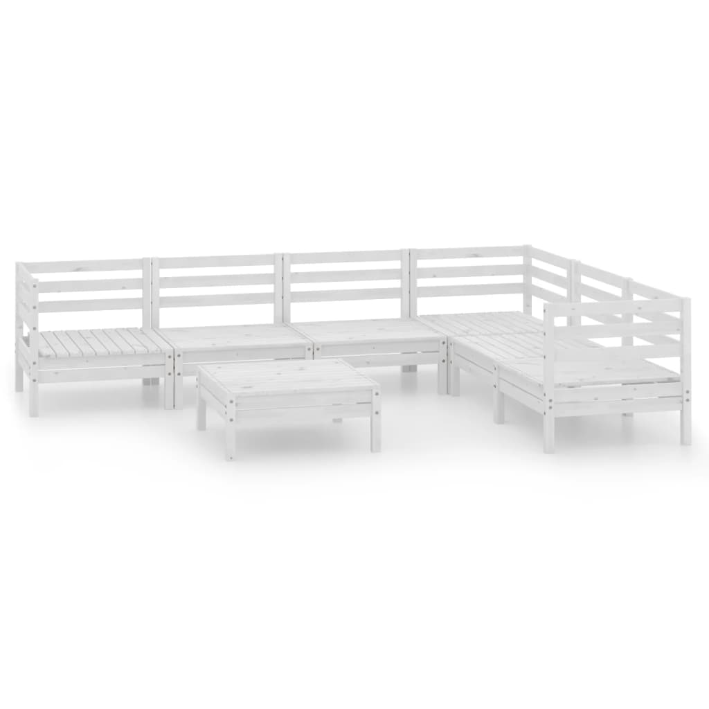 7-tlg. Garten-Lounge-Set Massivholz Kiefer Weiß