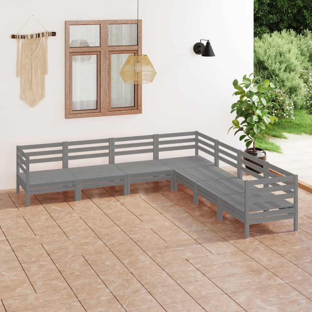 7-tlg. Garten-Lounge-Set Massivholz Kiefer