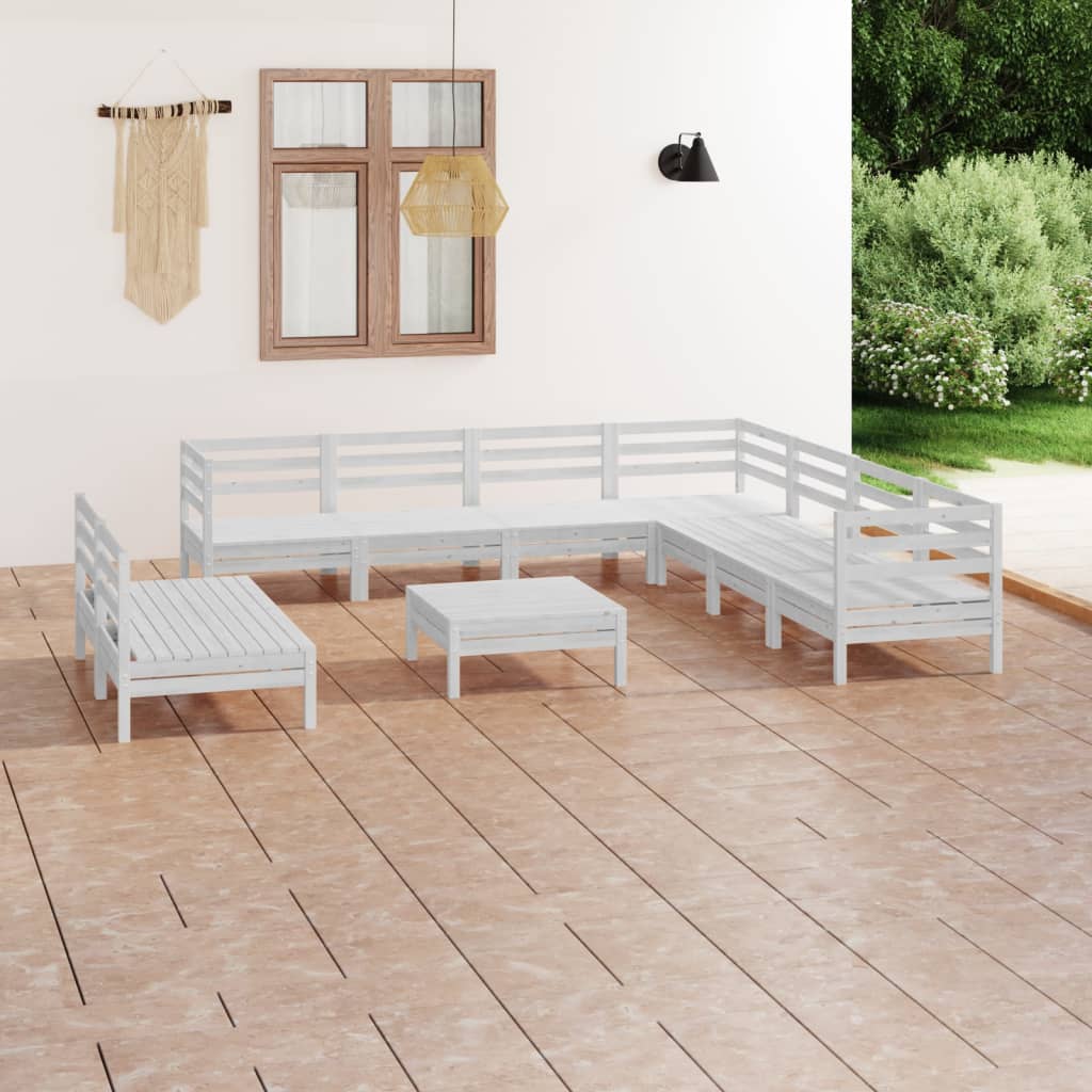 10-tlg. Garten-Lounge-Set Massivholz Kiefer