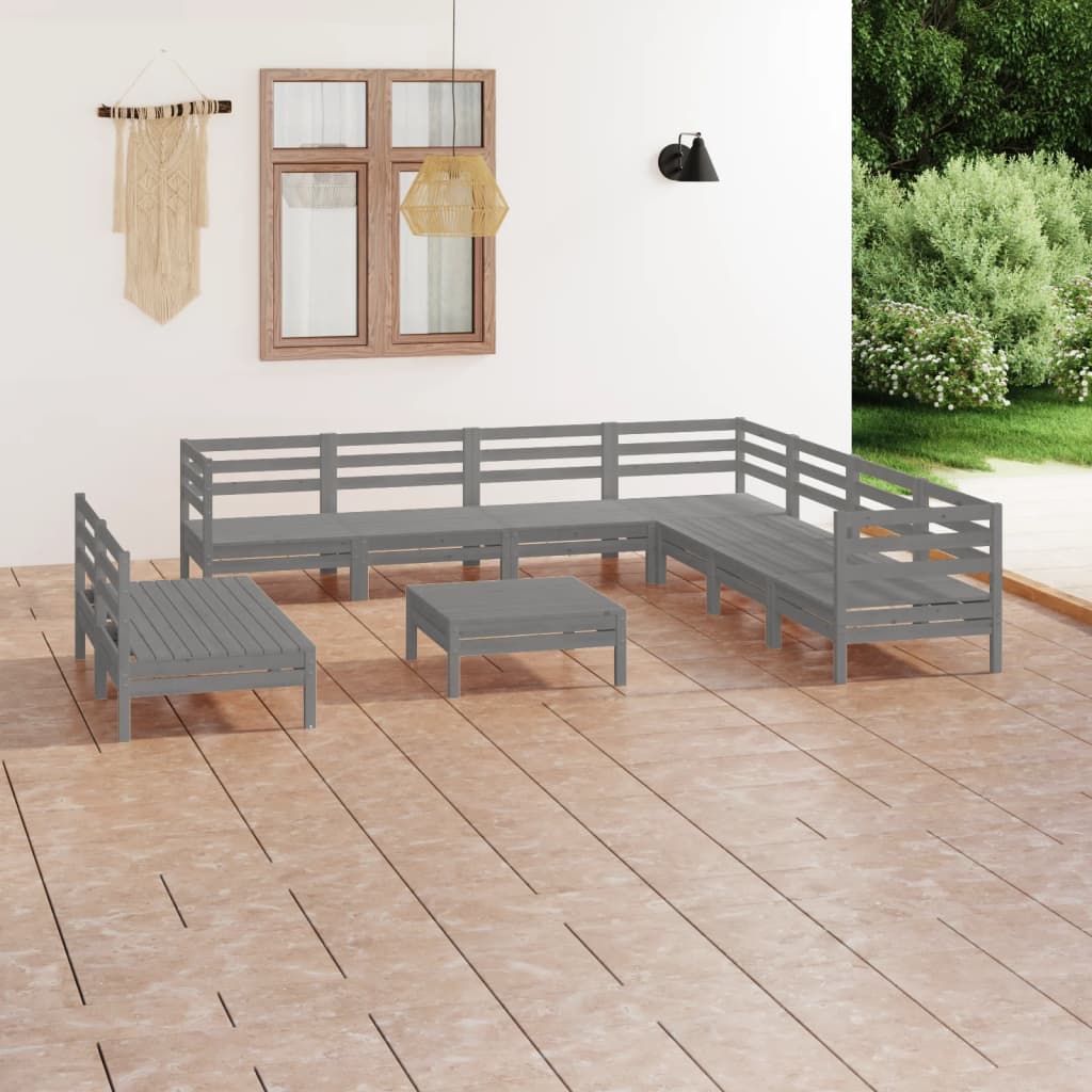 vidaXL 10-tlg. Garten-Lounge-Set Massivholz Kiefer