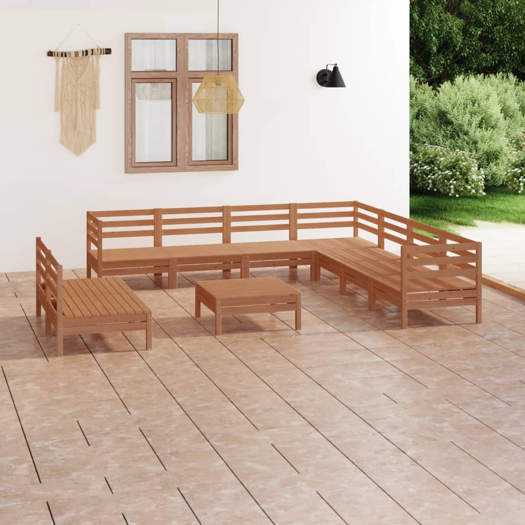 10-tlg. Garten-Lounge-Set Massivholz Kiefer