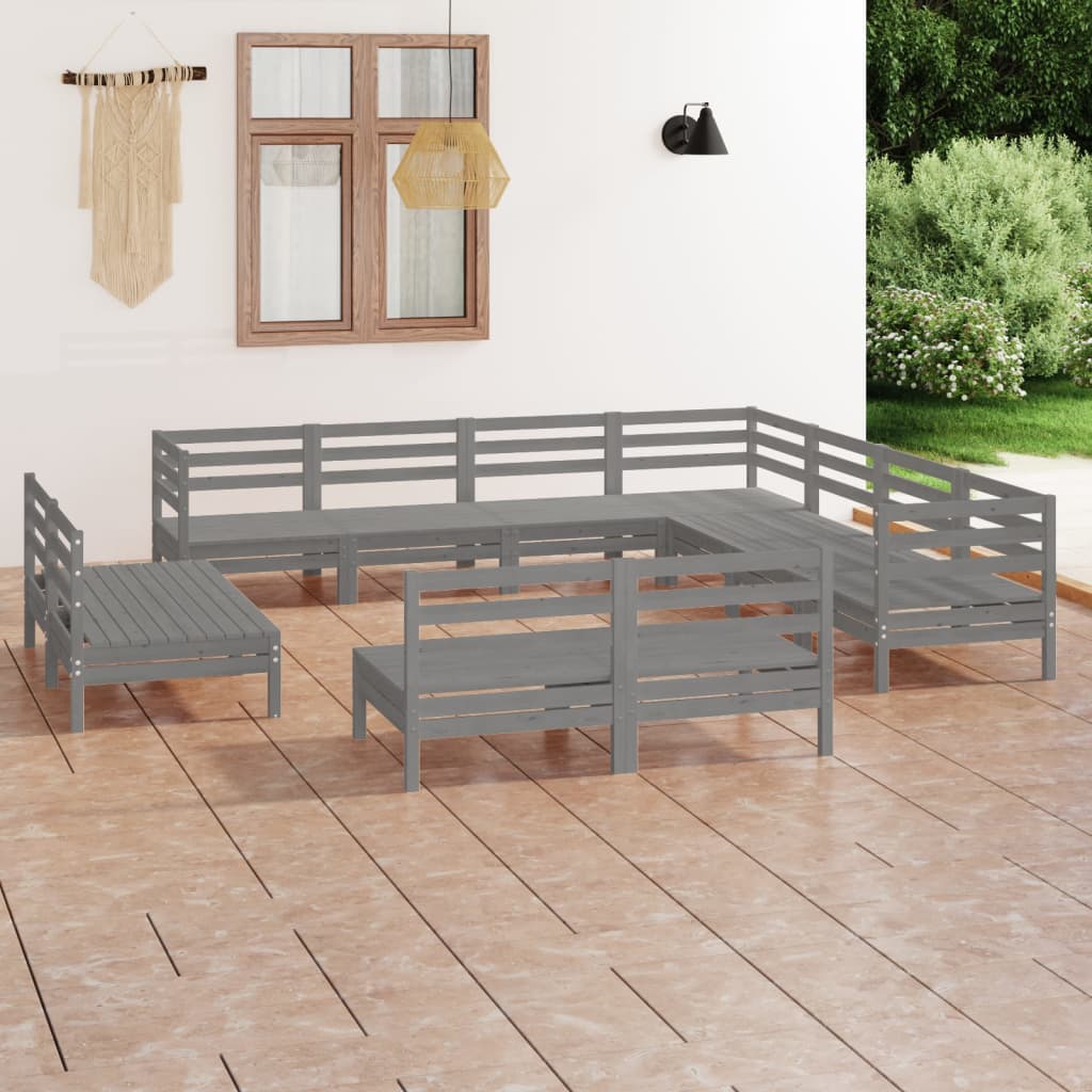 vidaXL 11-tlg. Garten-Lounge-Set Massivholz Kiefer