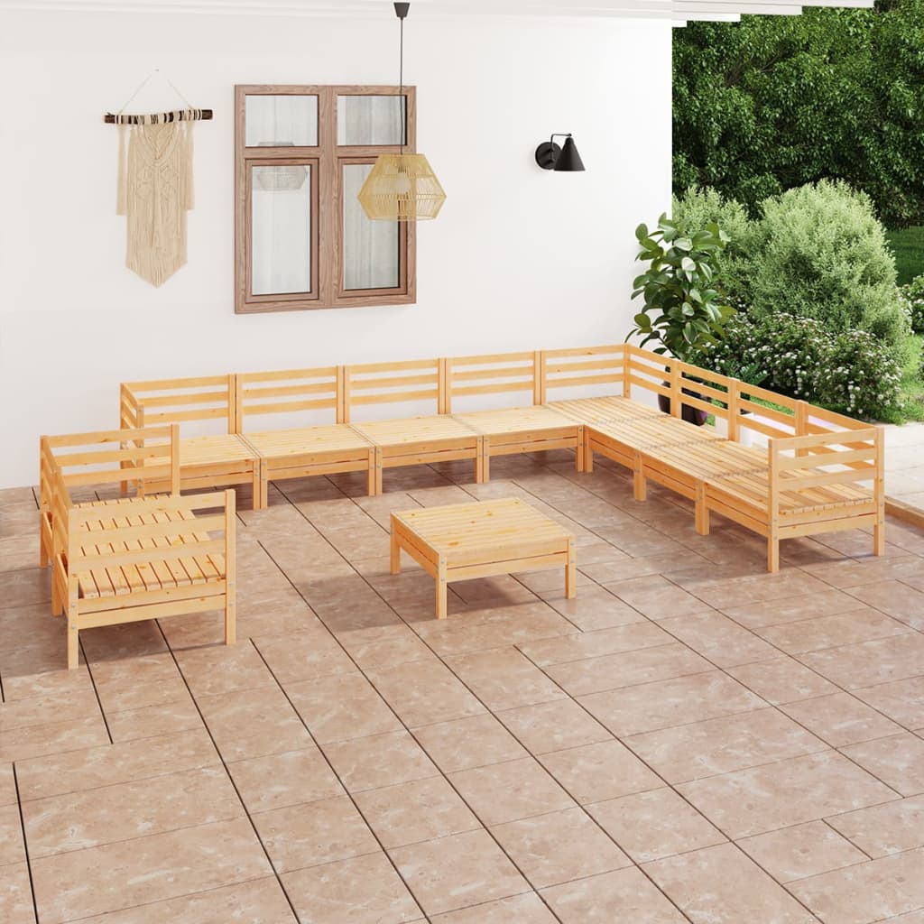 vidaXL 11-tlg. Garten-Lounge-Set Massivholz Kiefer