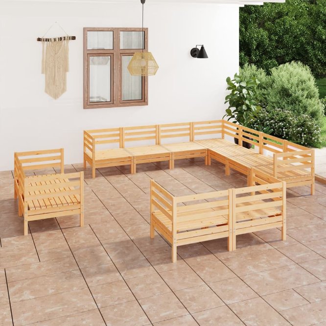 vidaXL 11-tlg. Garten-Lounge-Set Massivholz Kiefer