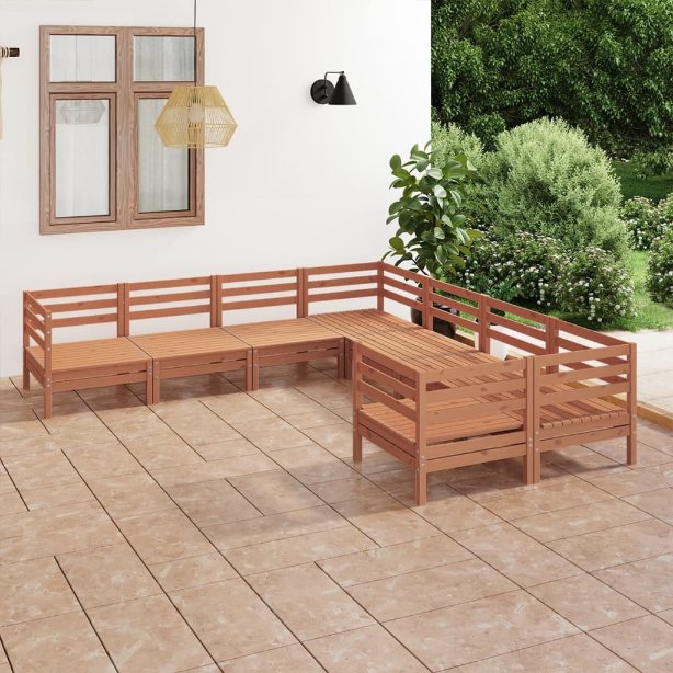 8-tlg. Garten-Lounge-Set Massivholz Kiefer