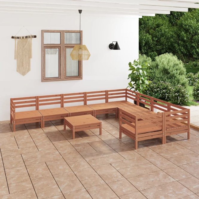 vidaXL 10-tlg. Garten-Lounge-Set Massivholz Kiefer