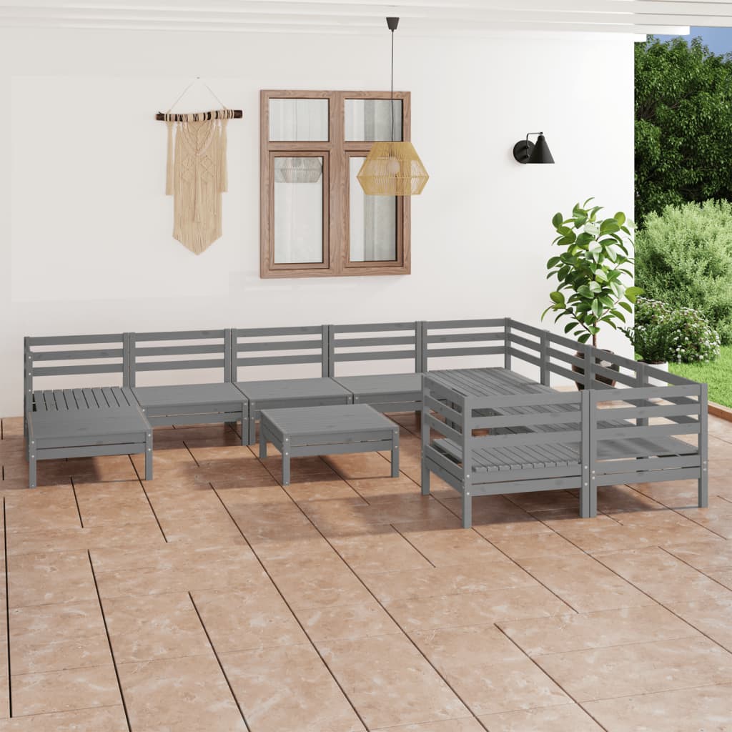 vidaXL 11-tlg. Garten-Lounge-Set Weiß Massivholz Kiefer