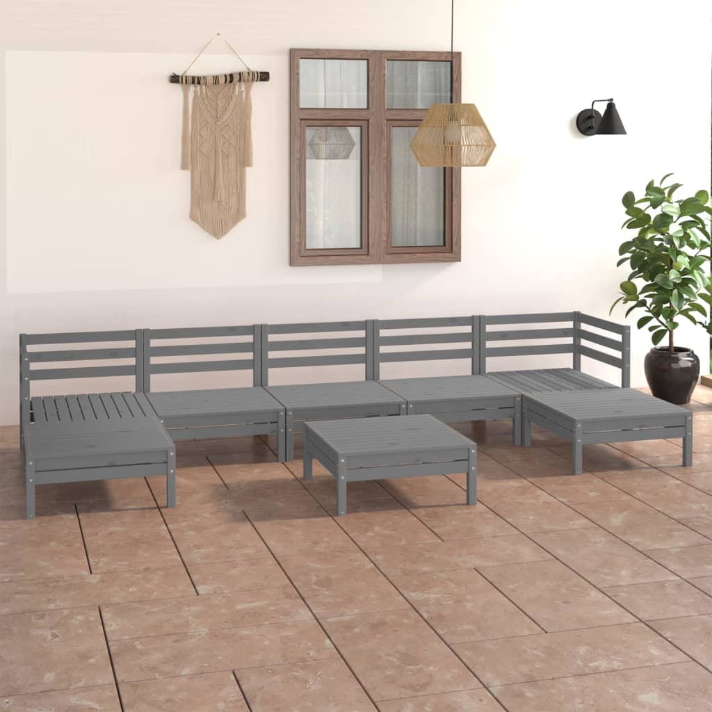8-tlg. Garten-Lounge-Set Weiß Massivholz Kiefer