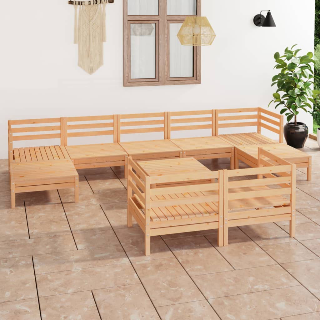 vidaXL 10-tlg. Garten-Lounge-Set Massivholz Kiefer