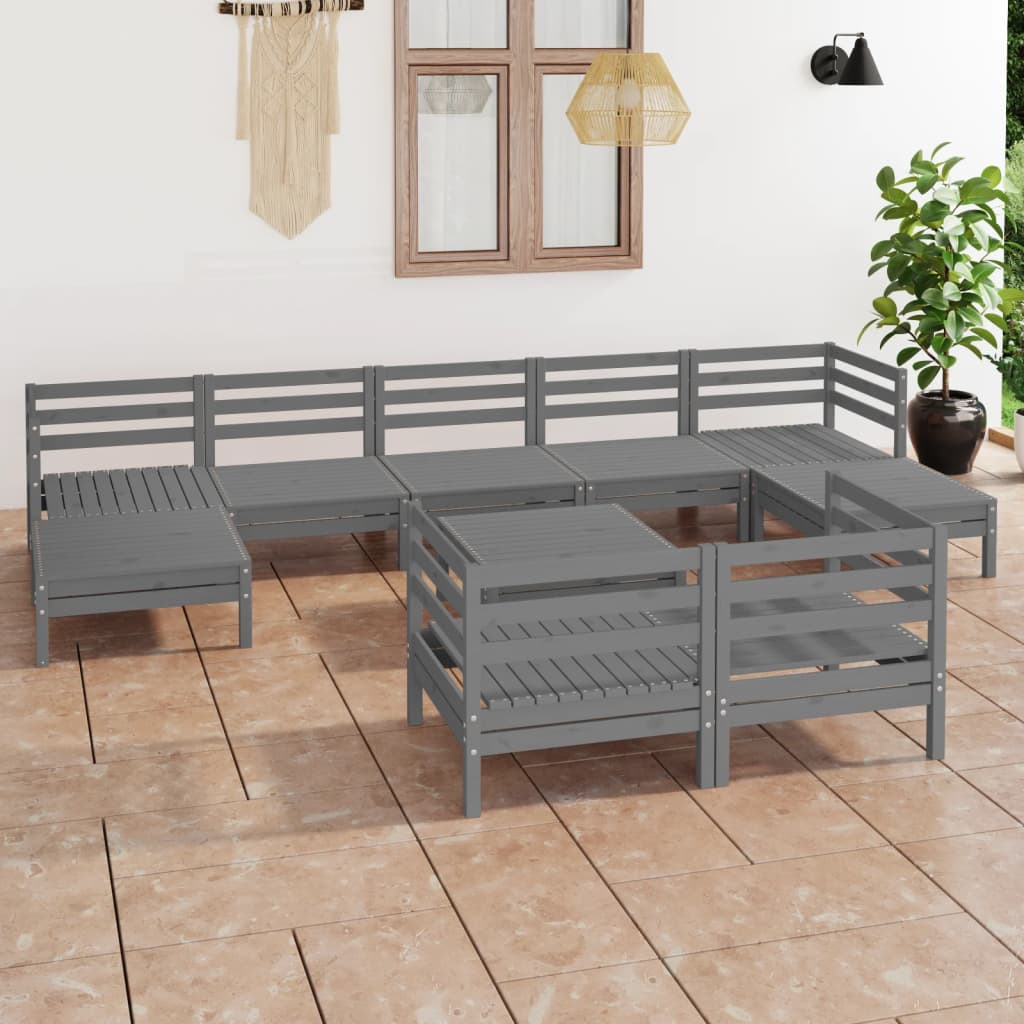 vidaXL 10-tlg. Garten-Lounge-Set Massivholz Kiefer