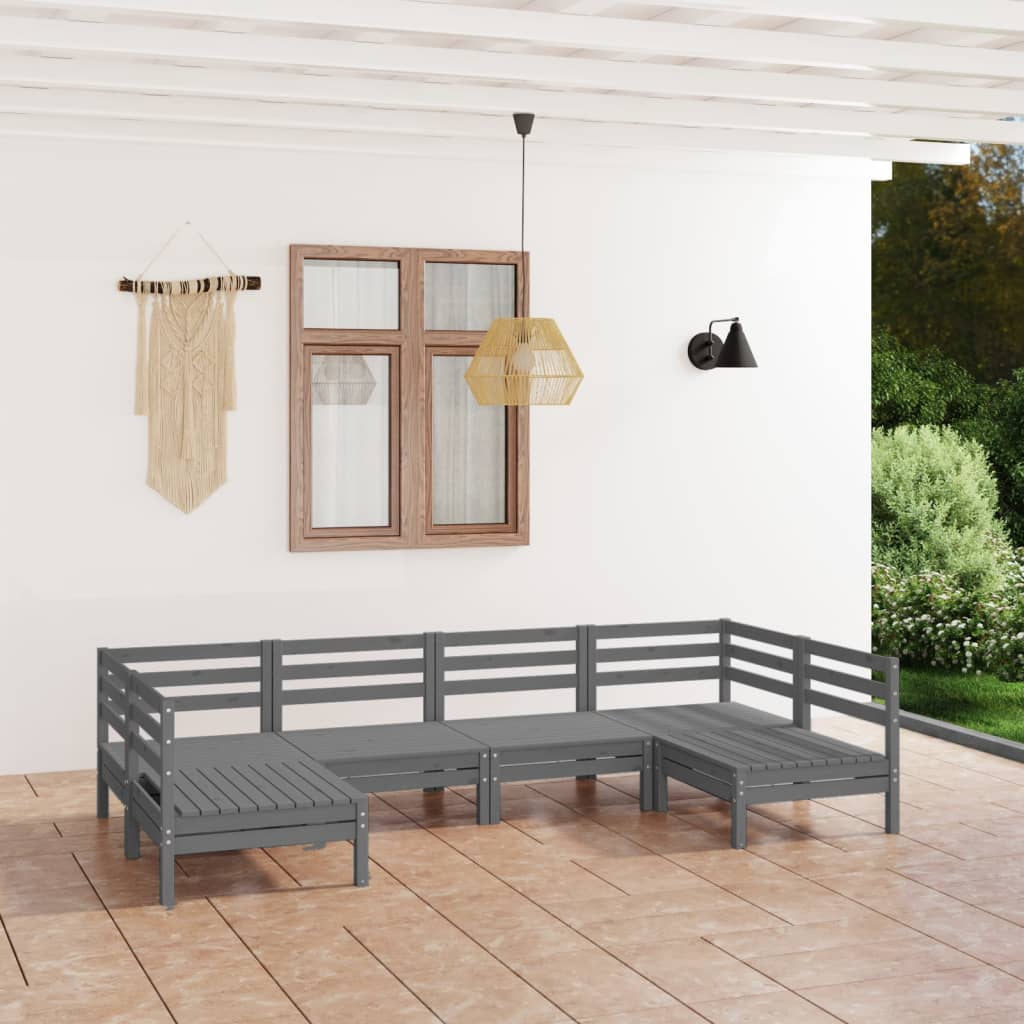 6-tlg. Garten-Lounge-Set Massivholz Kiefer