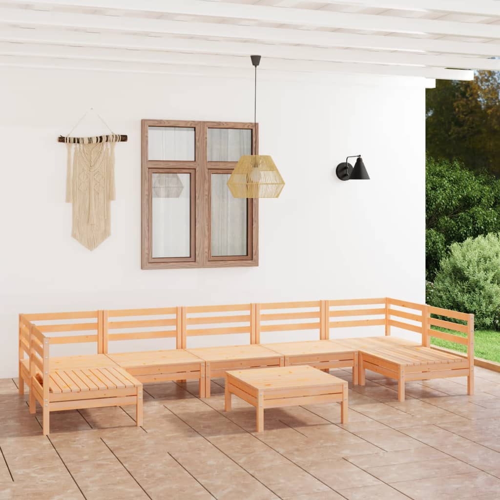 8-tlg. Garten-Lounge-Set Massivholz Kiefer
